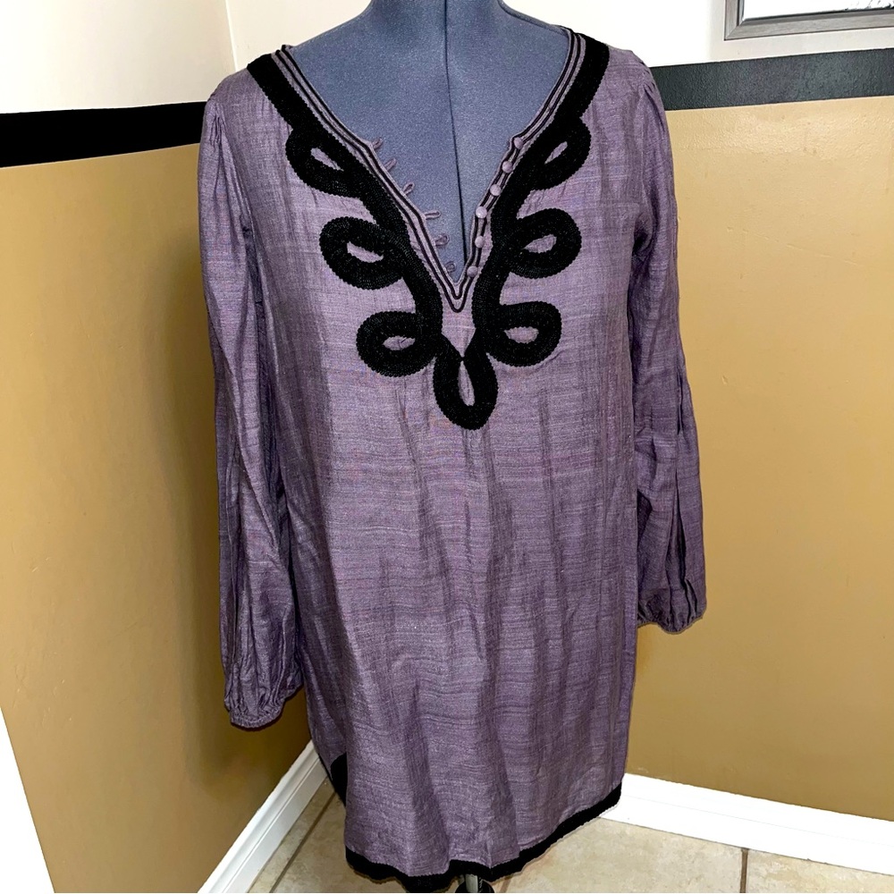 Joie Purple Long Sleeve Embellished Tunic